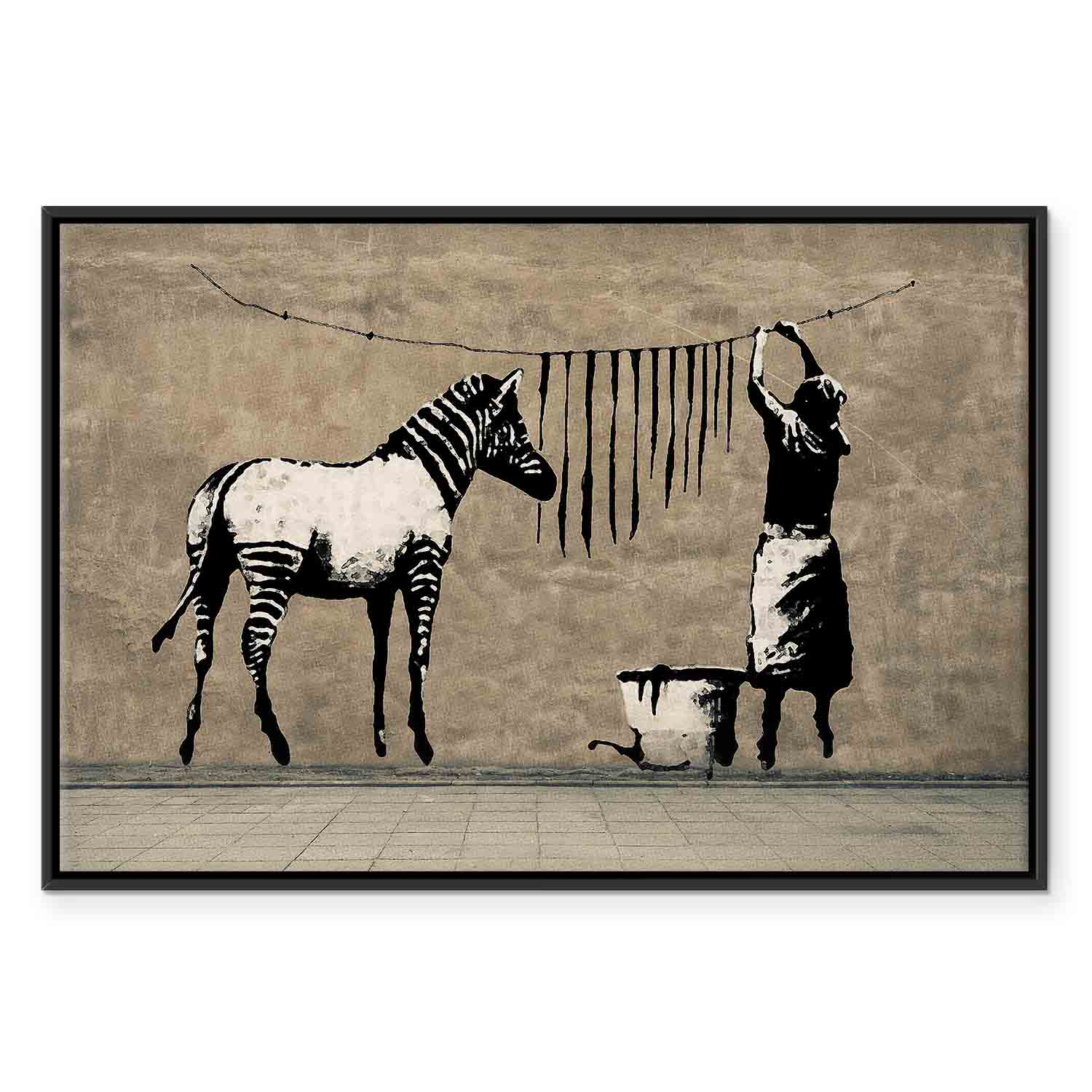 Banksy Washing Zebra Street Art Canvas Print