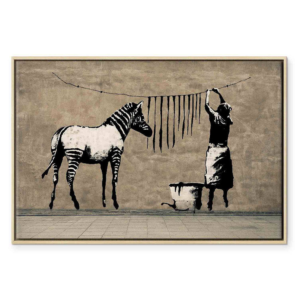 Banksy Washing Zebra Street Art Canvas Print