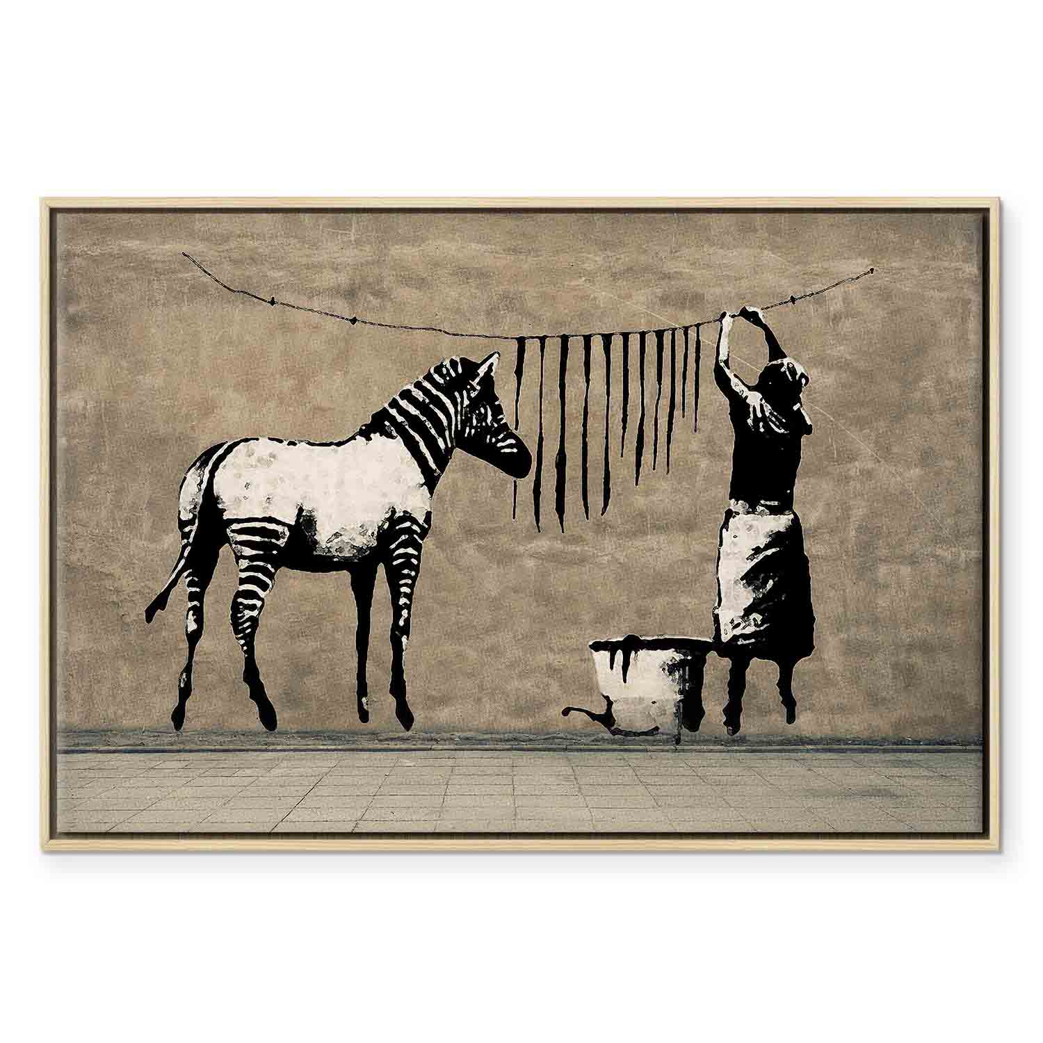 Banksy Washing Zebra Street Art Canvas Print