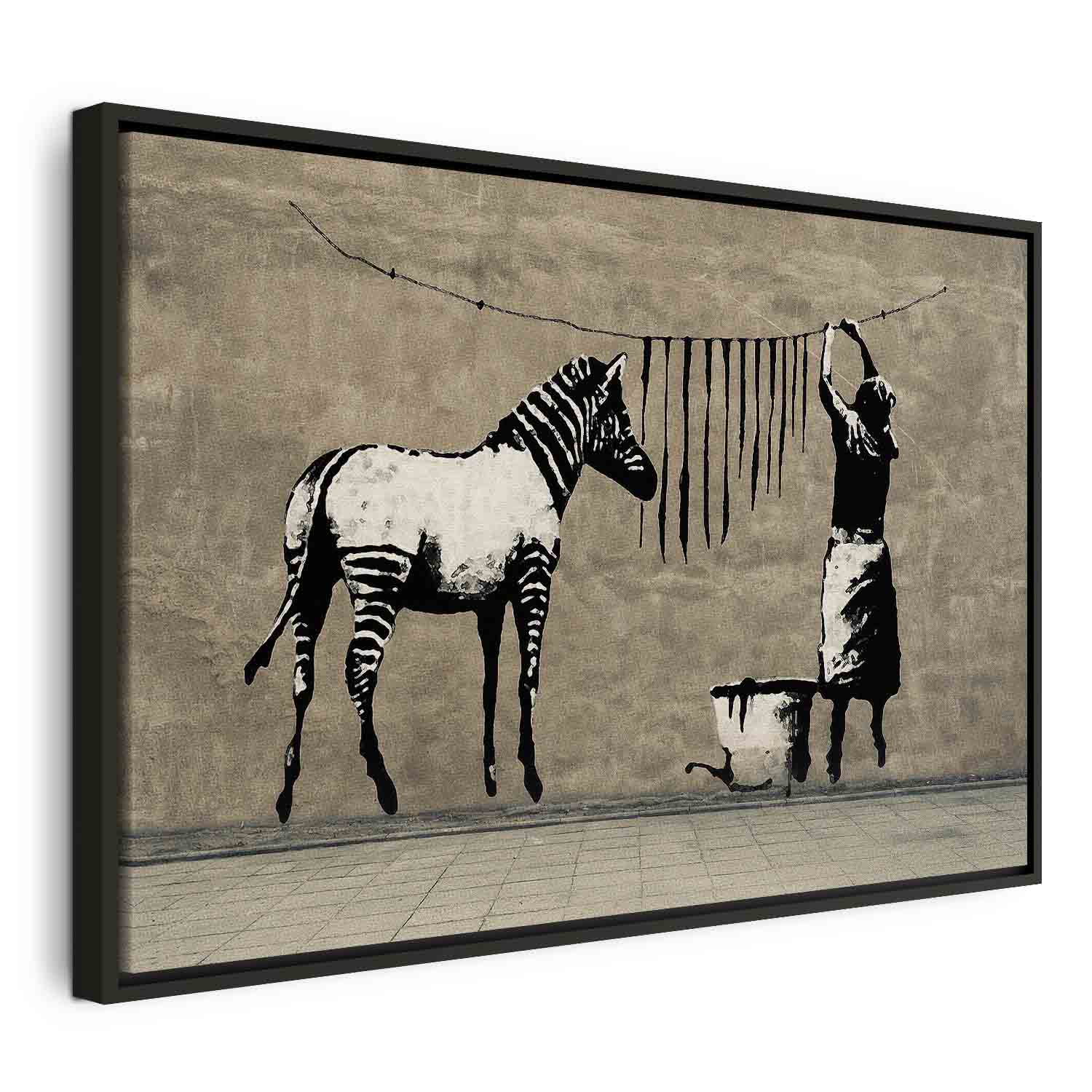 Banksy Washing Zebra Street Art Canvas Print