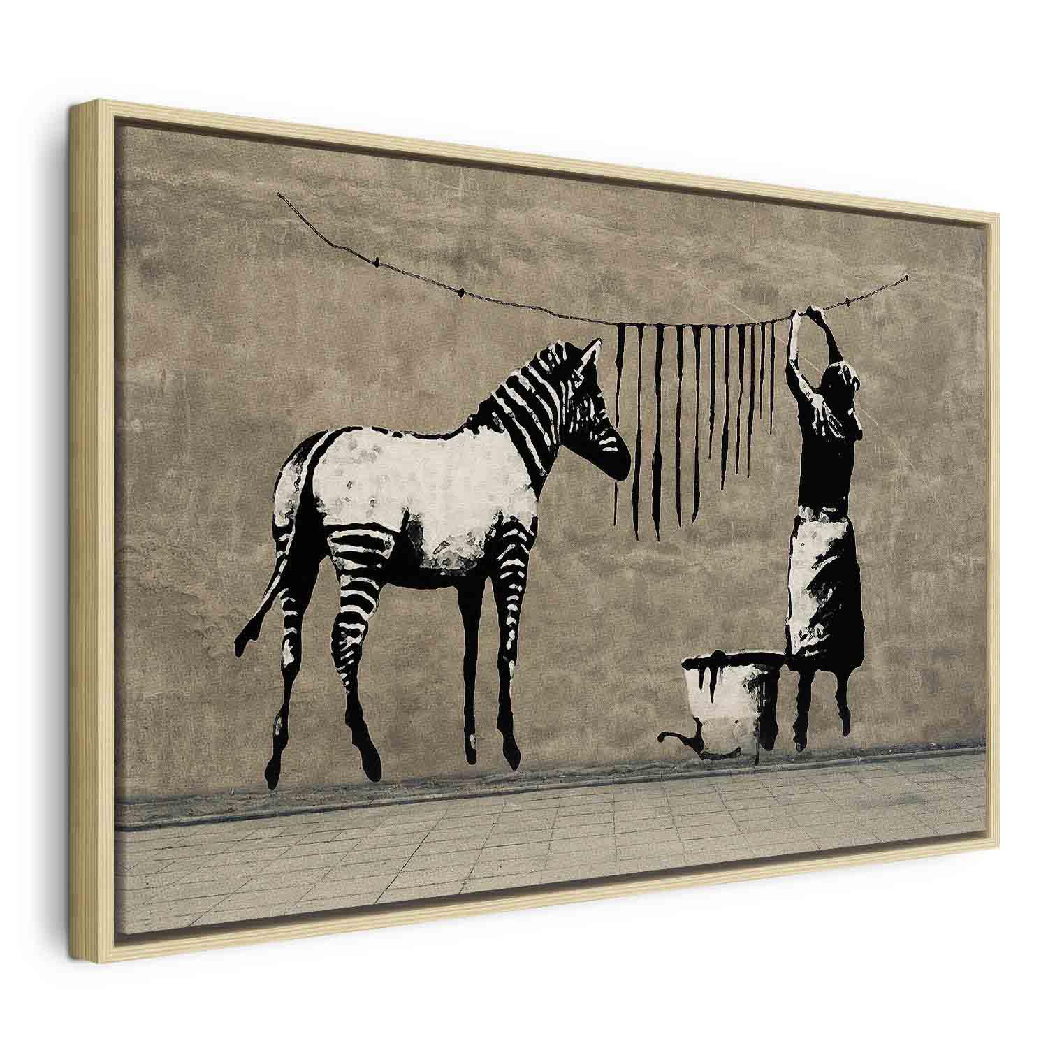 Banksy Washing Zebra Street Art Canvas Print