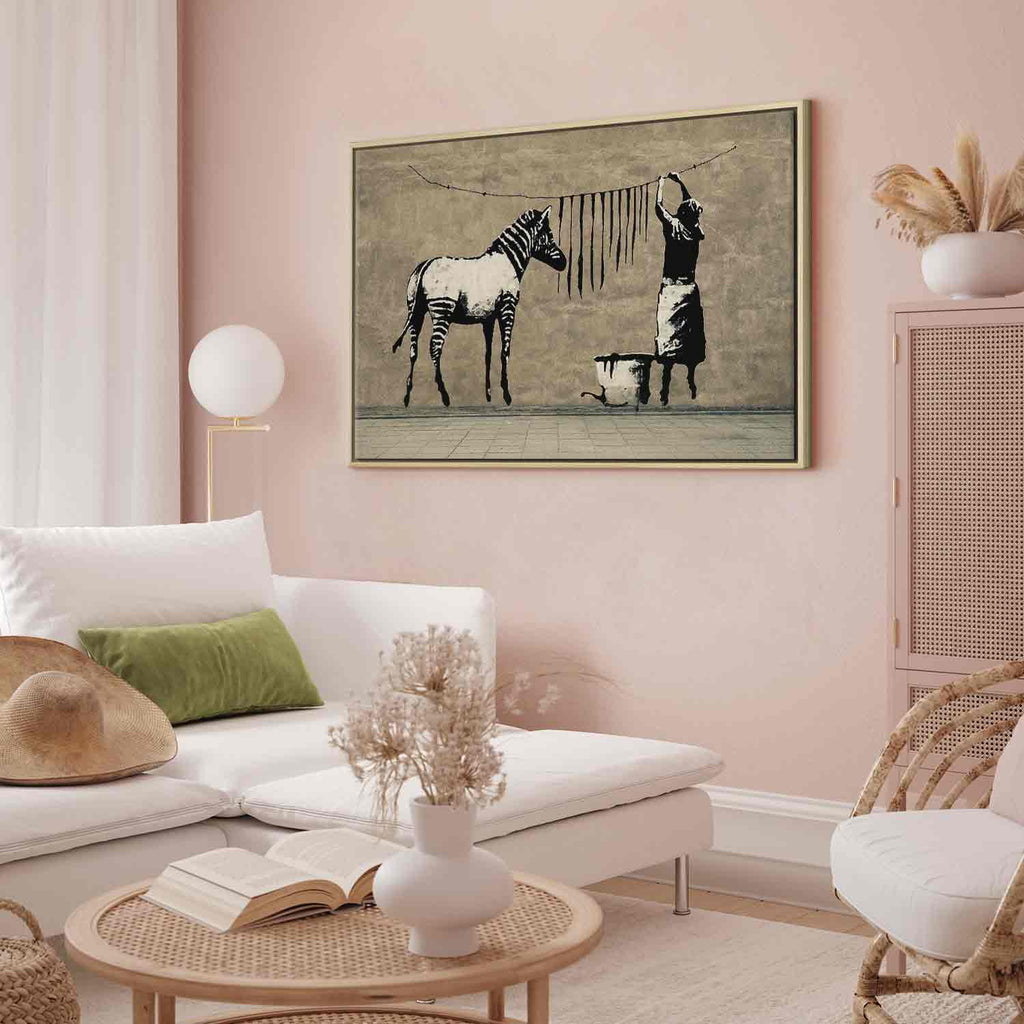 Banksy Washing Zebra Street Art Canvas Print