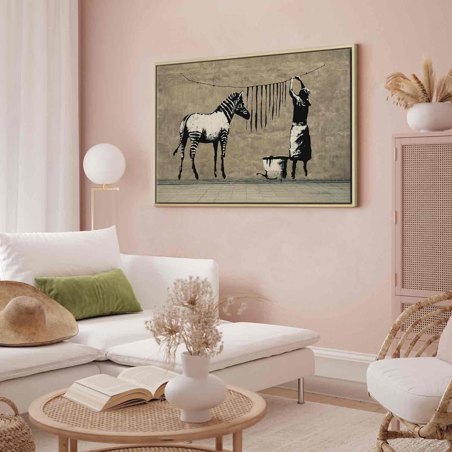 Banksy Washing Zebra Street Art Canvas Print