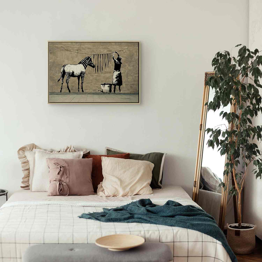 Banksy Washing Zebra Street Art Canvas Print