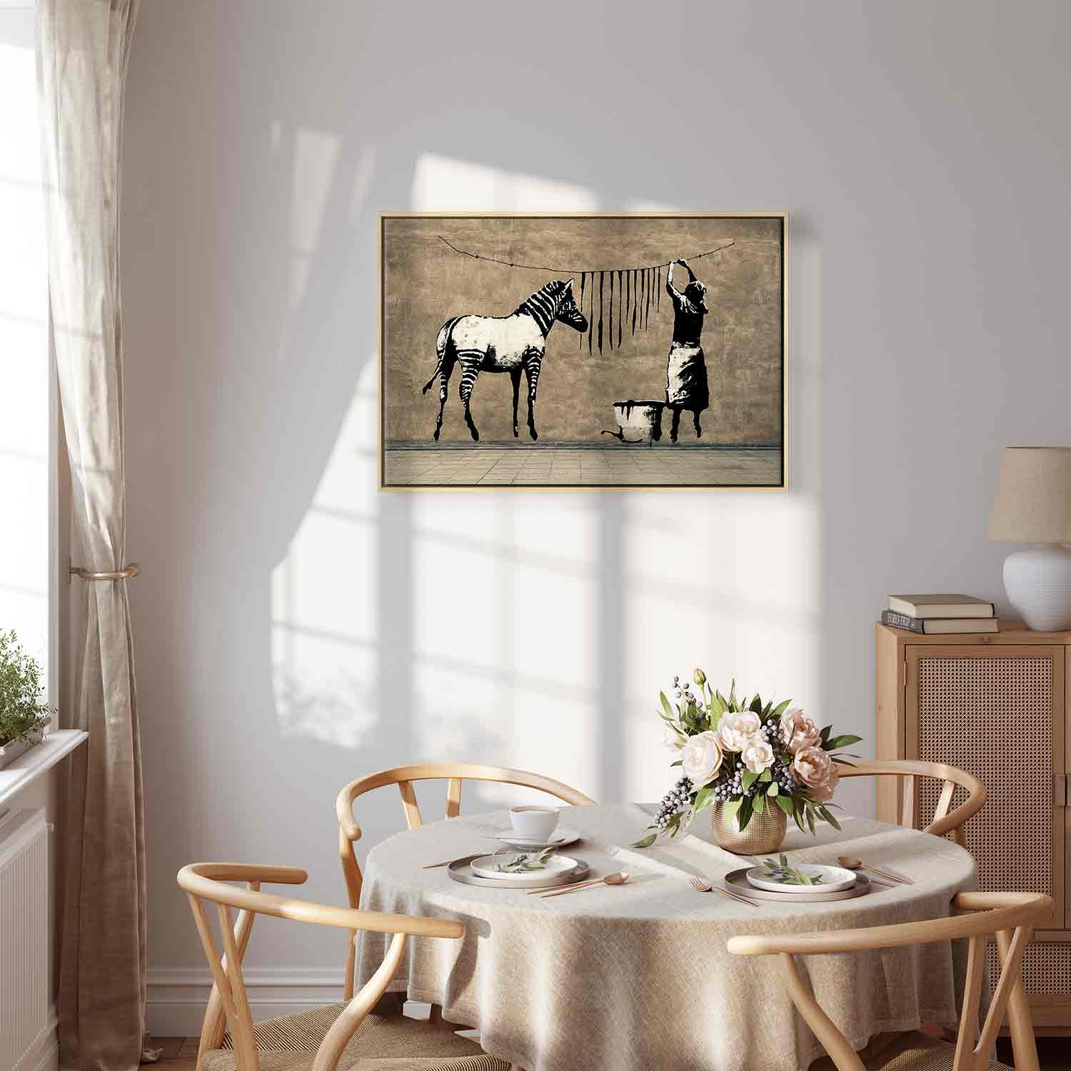 Banksy Washing Zebra Street Art Canvas Print