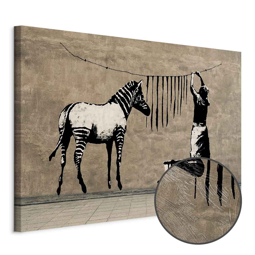Banksy Washing Zebra Street Art Canvas Print