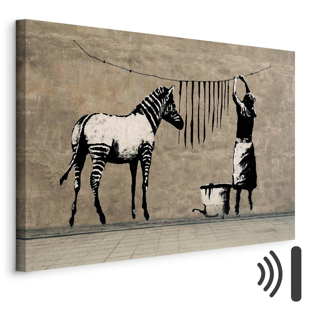 Banksy Washing Zebra Street Art Canvas Print