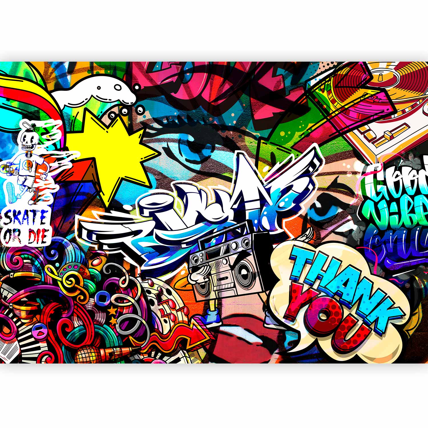 Colorful Graffiti Inscriptions Street Wall Mural