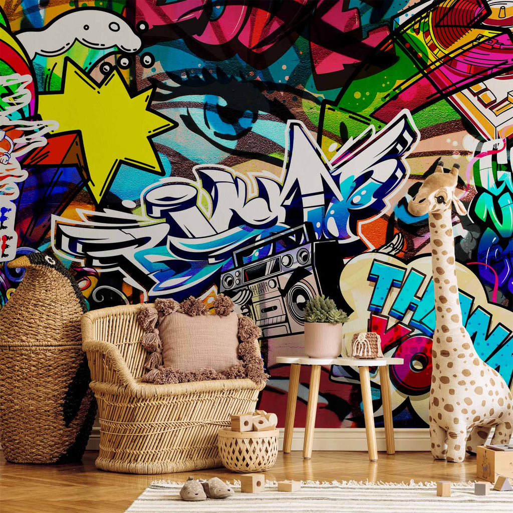 Colorful Graffiti Inscriptions Street Wall Mural