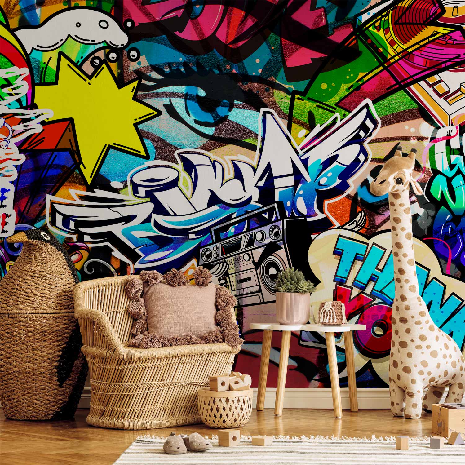 Colorful Graffiti Inscriptions Street Wall Mural