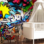 Colorful Graffiti Inscriptions Street Wall Mural