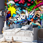 Colorful Graffiti Inscriptions Street Wall Mural