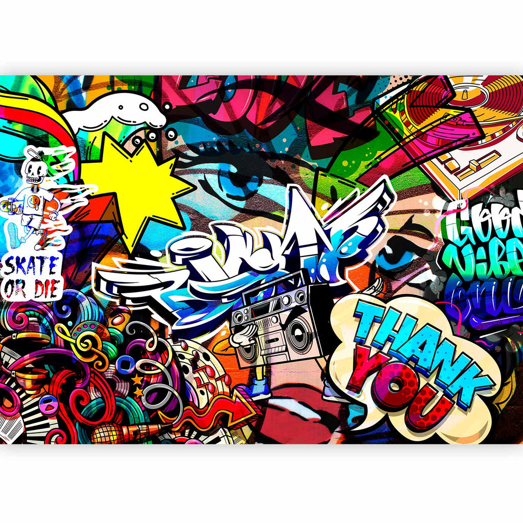 Colorful Graffiti Inscriptions Street Wall Mural