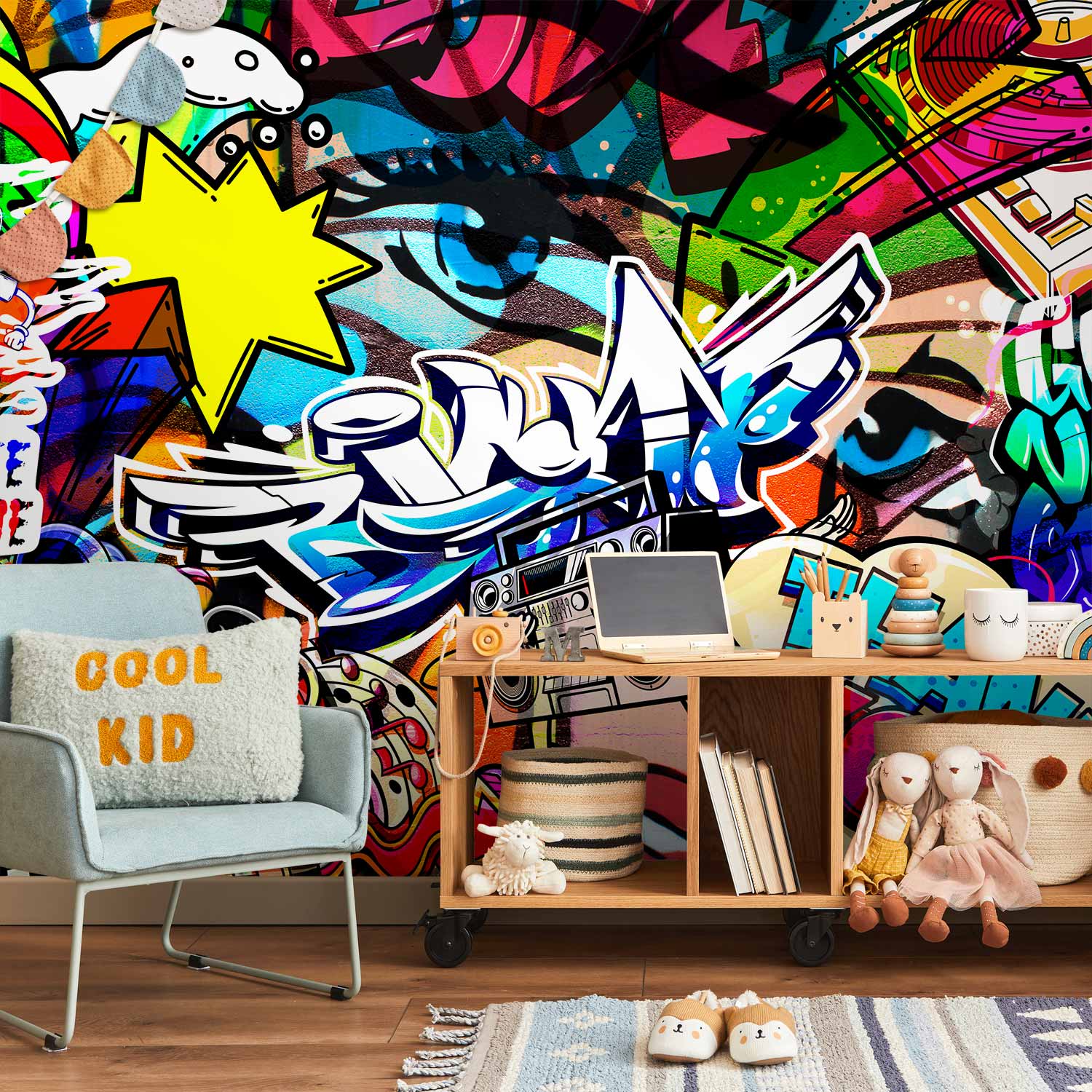 Colorful Graffiti Inscriptions Street Wall Mural