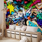 Colorful Graffiti Inscriptions Street Wall Mural