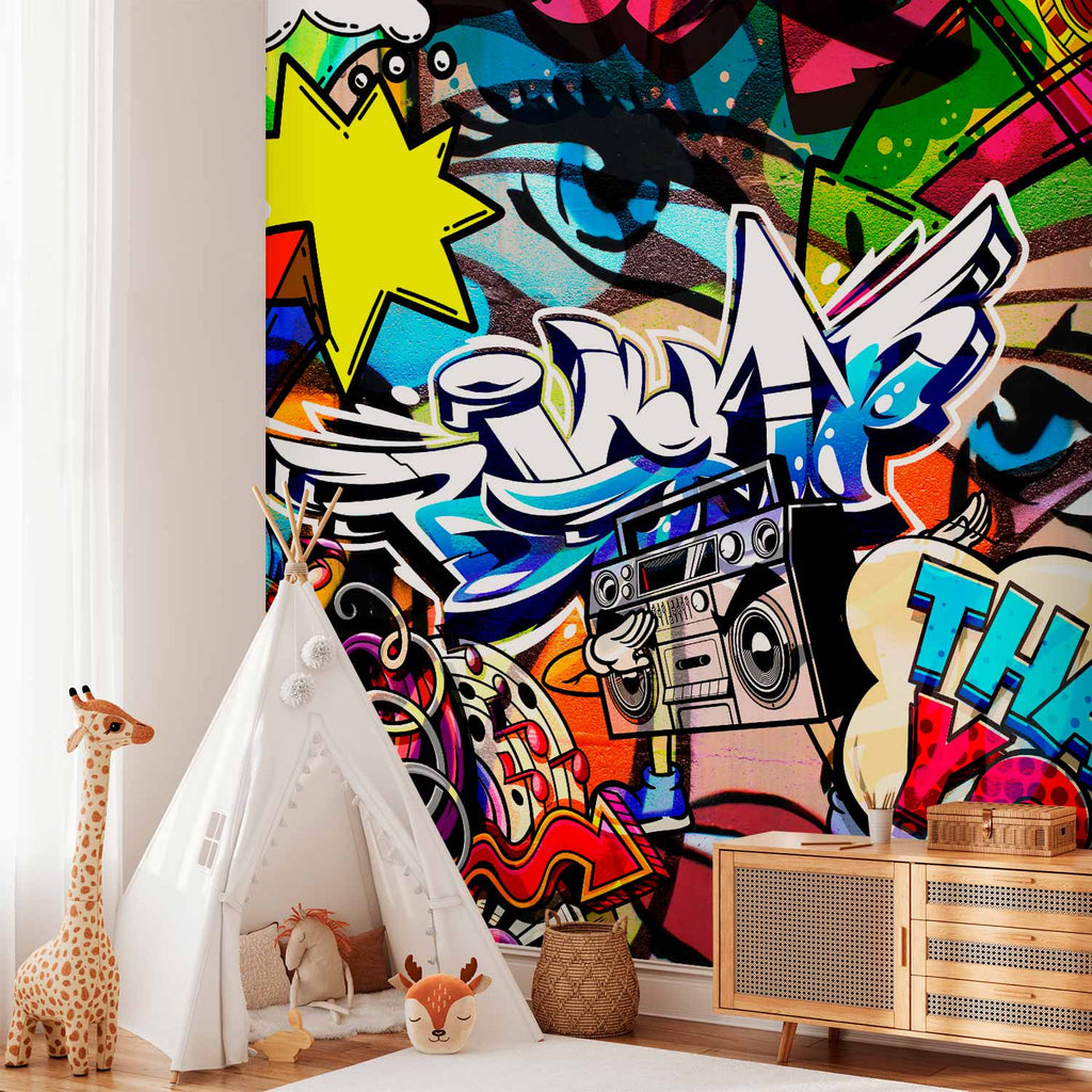 Colorful Graffiti Inscriptions Street Wall Mural