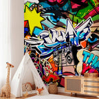 Colorful Graffiti Inscriptions Street Wall Mural