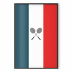 French Flags Black Badminton Rackets Poster