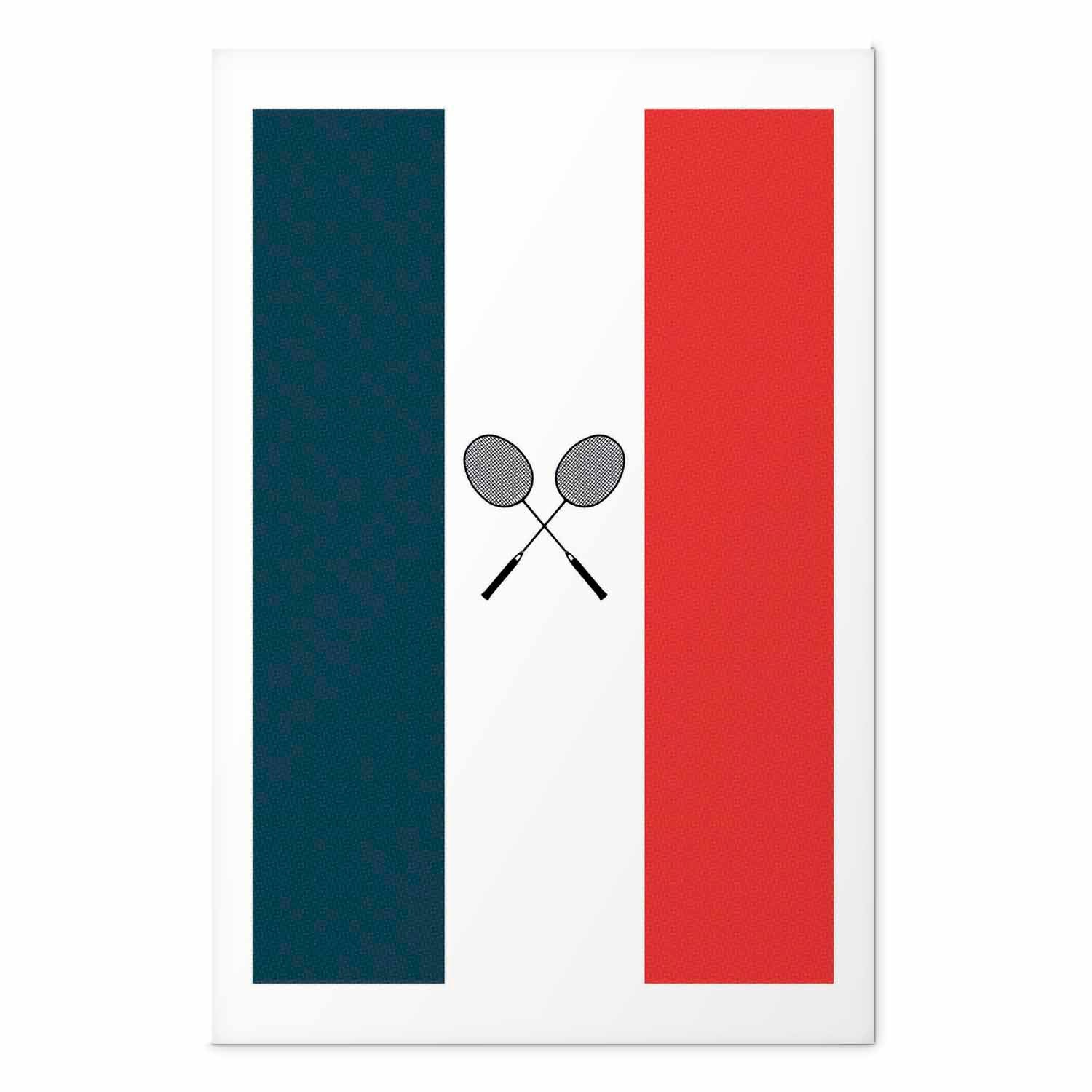 French Flags Black Badminton Rackets Poster
