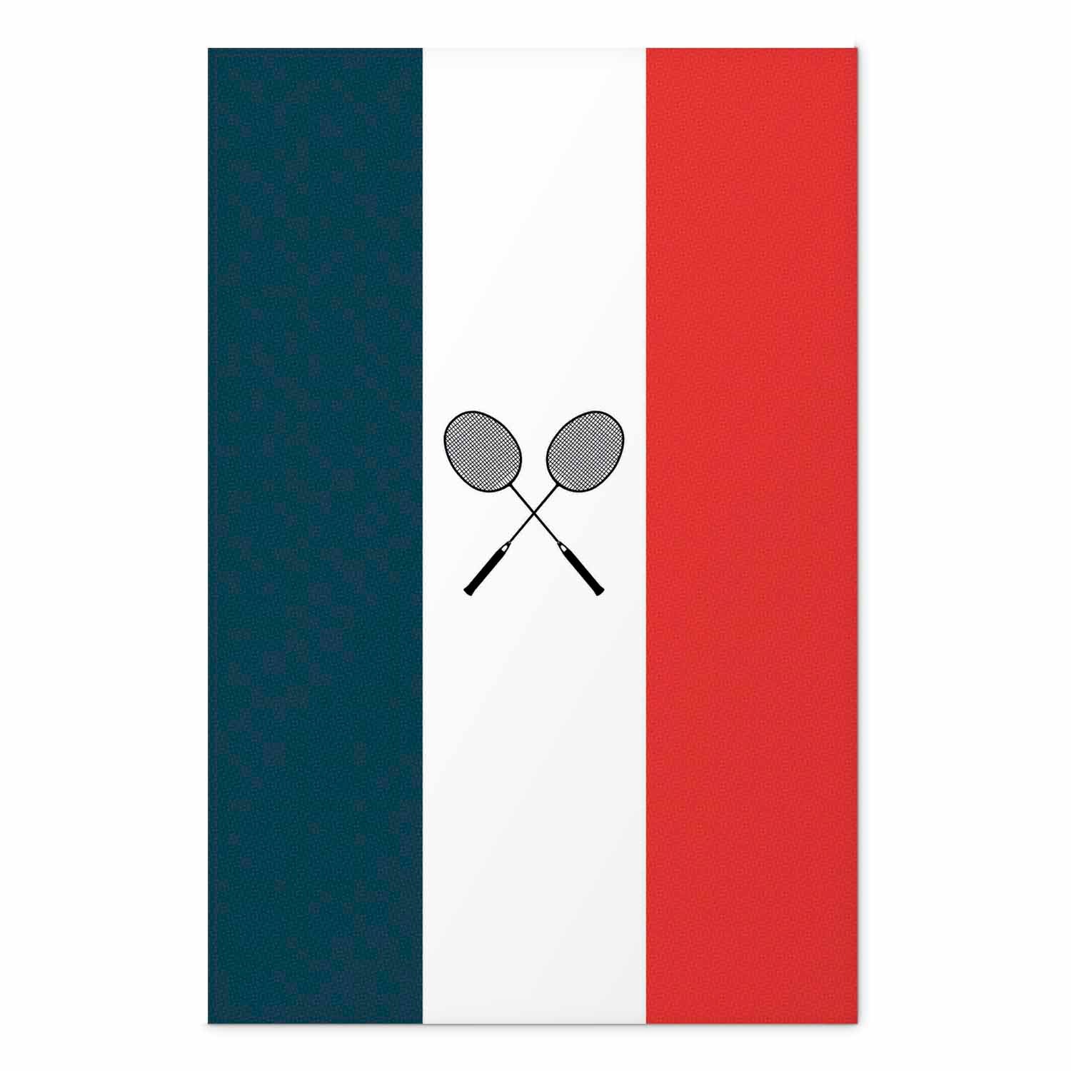 French Flags Black Badminton Rackets Poster