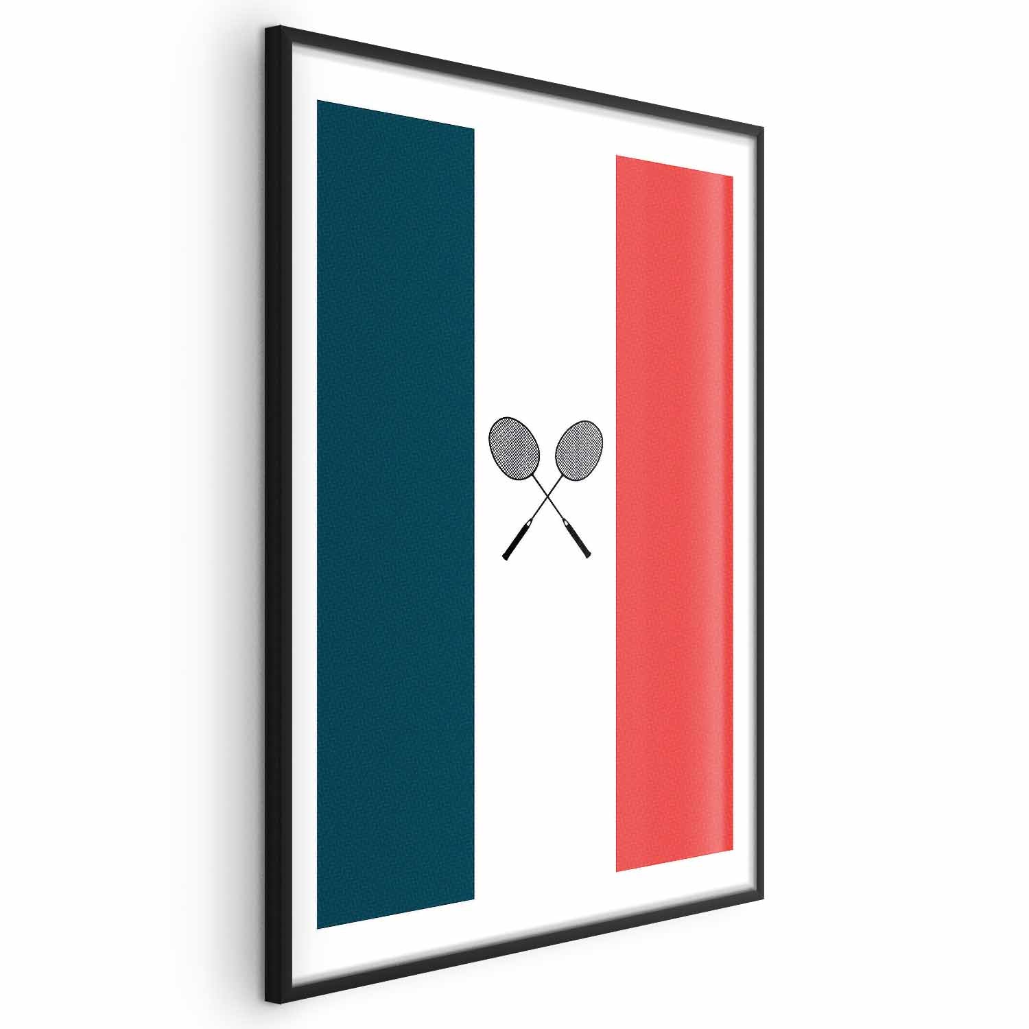 French Flags Black Badminton Rackets Poster