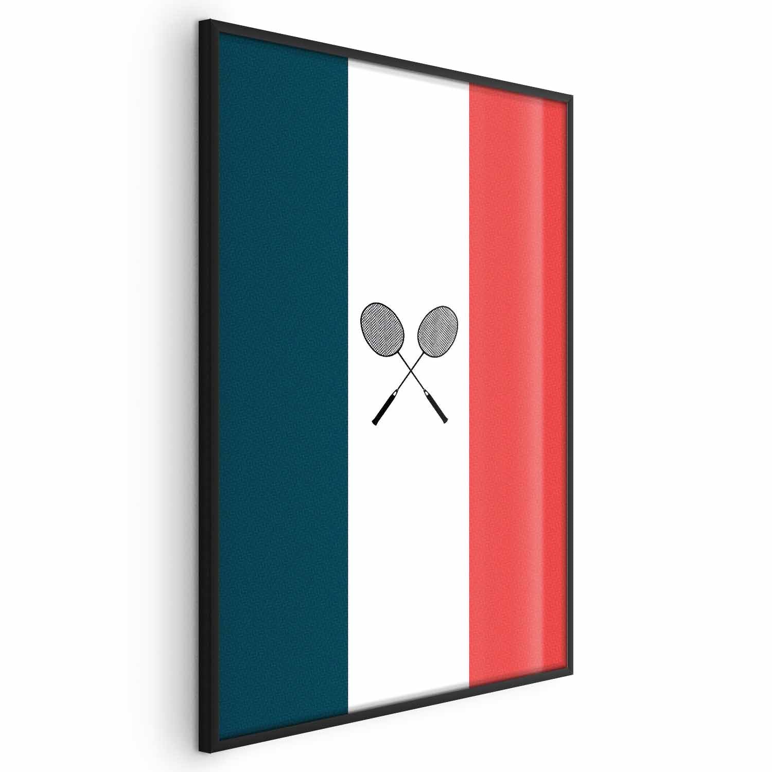 French Flags Black Badminton Rackets Poster