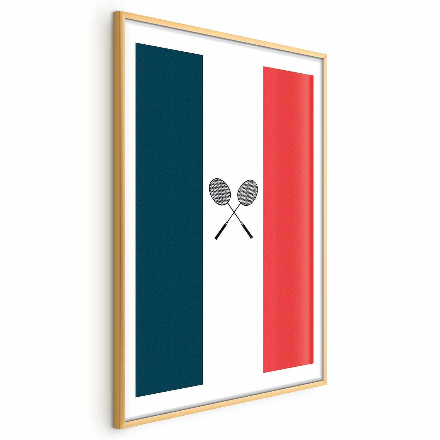 French Flags Black Badminton Rackets Poster