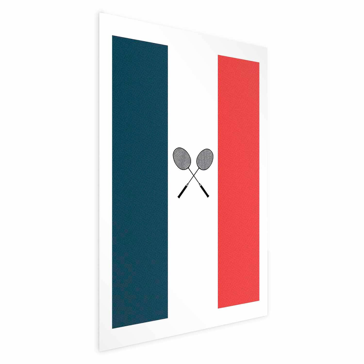 French Flags Black Badminton Rackets Poster