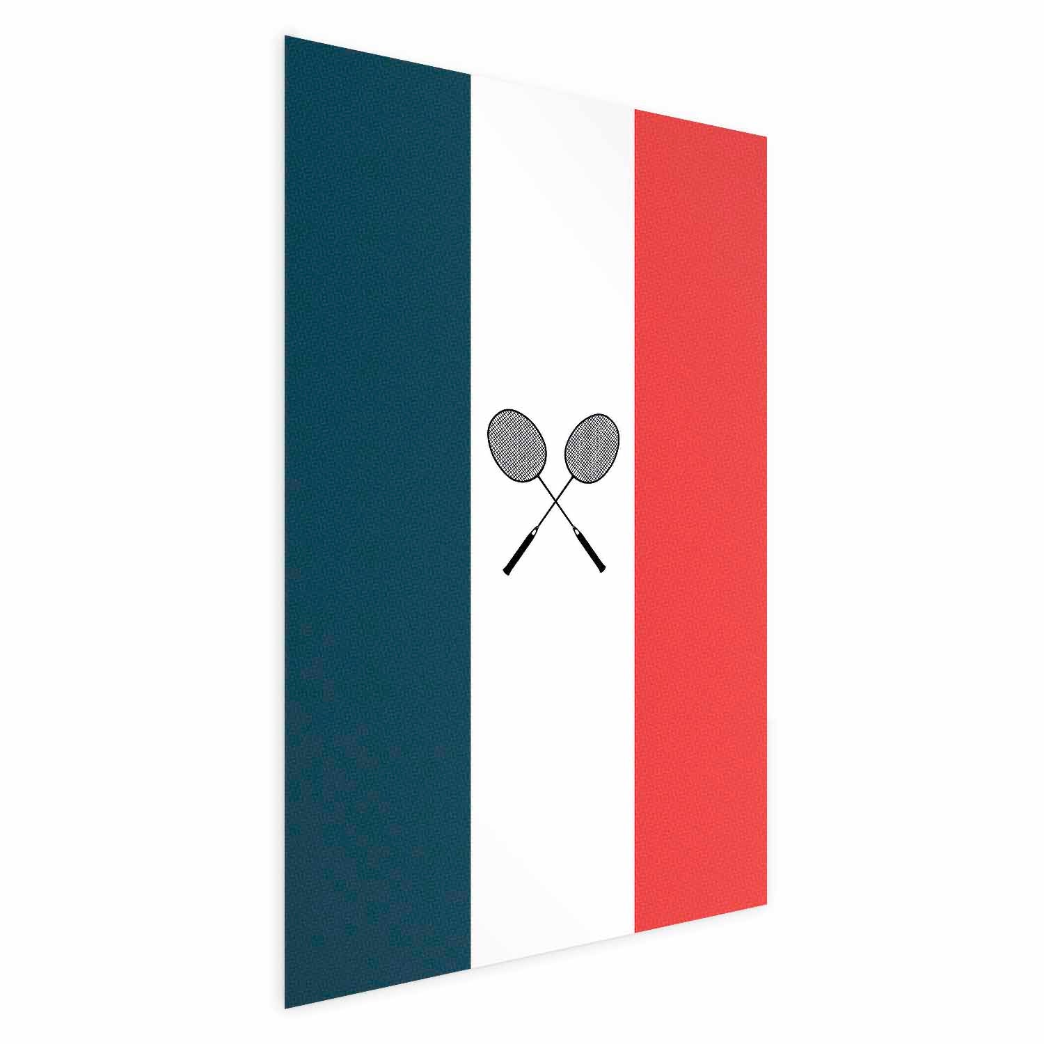 French Flags Black Badminton Rackets Poster