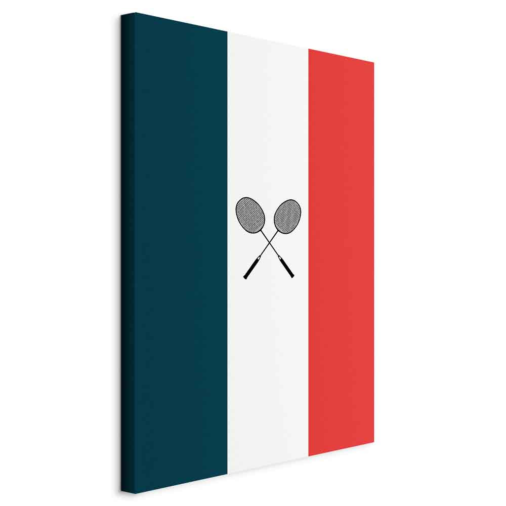 Canvas Print - Black Badminton Rackets Against the Backdrop of the French Flag