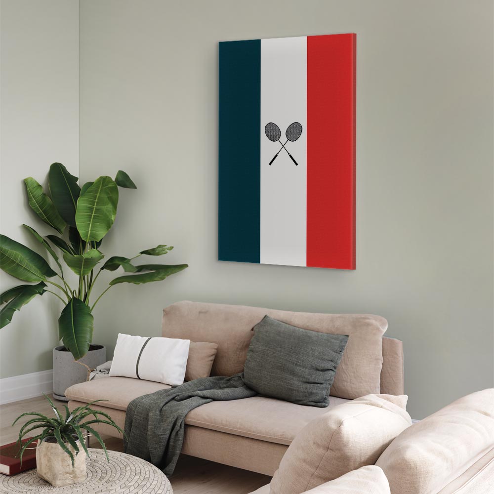 Canvas Print - Black Badminton Rackets Against the Backdrop of the French Flag