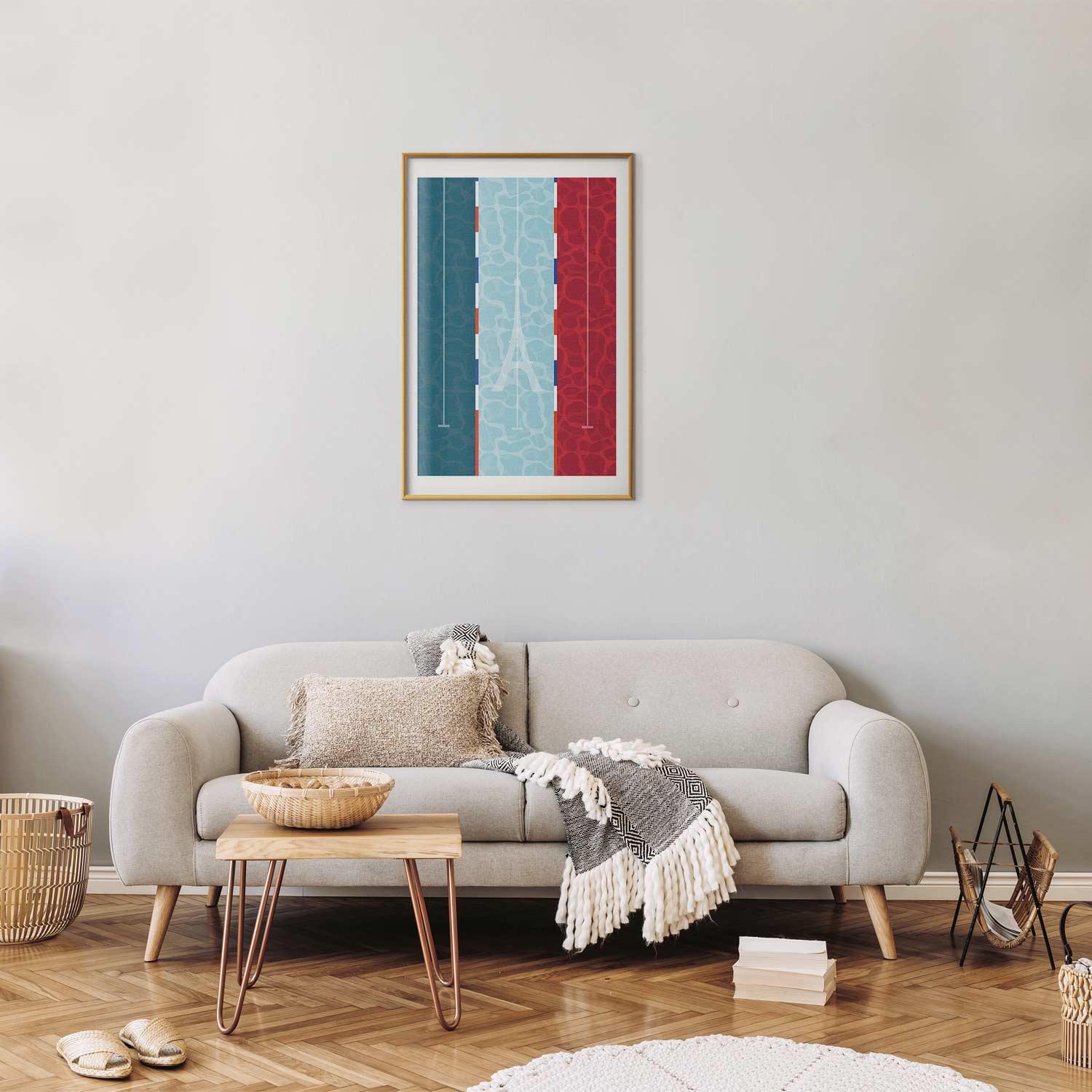 French Flag Pool Illustration Poster