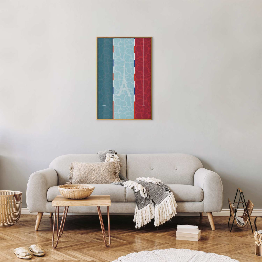 French Flag Pool Illustration Poster