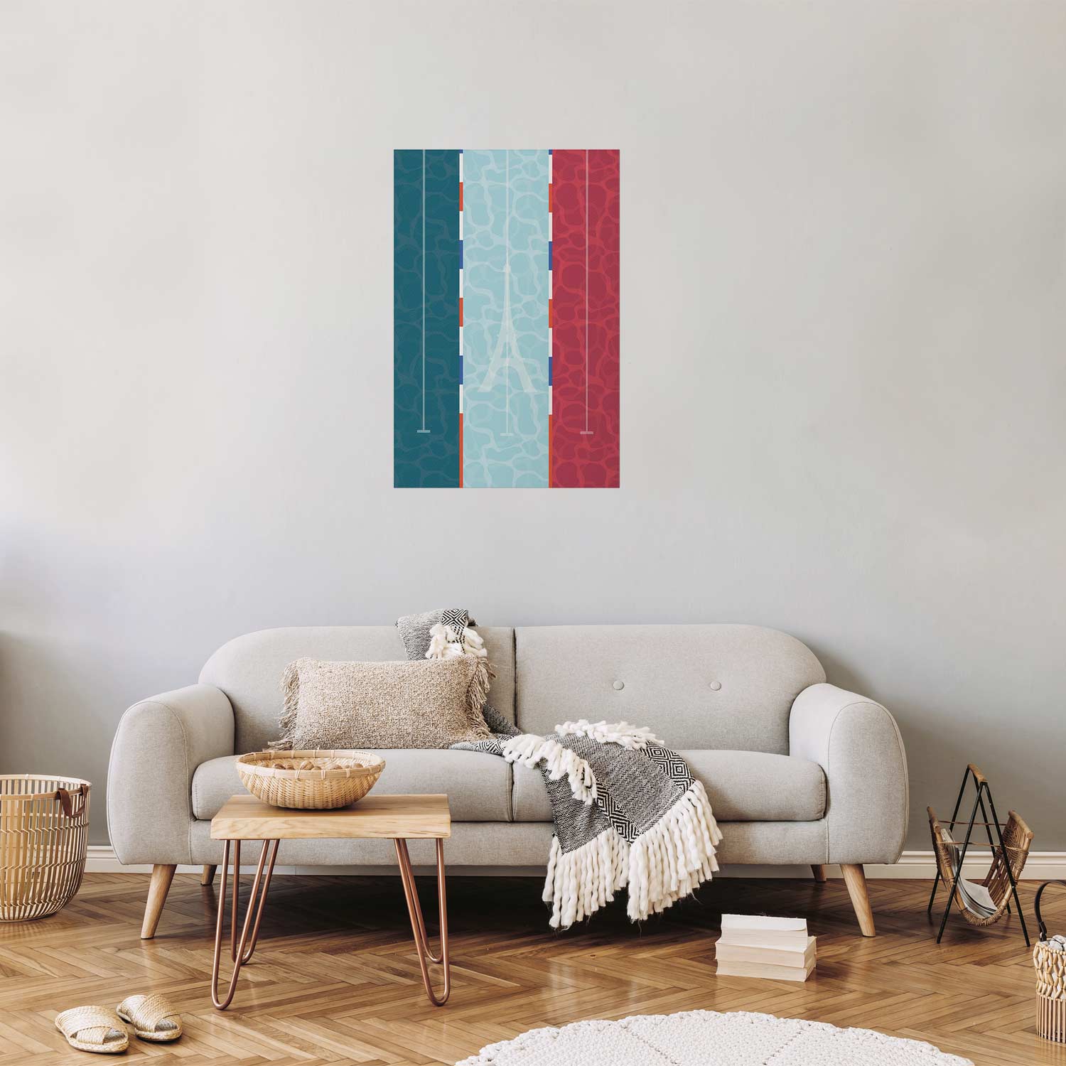 French Flag Pool Illustration Poster