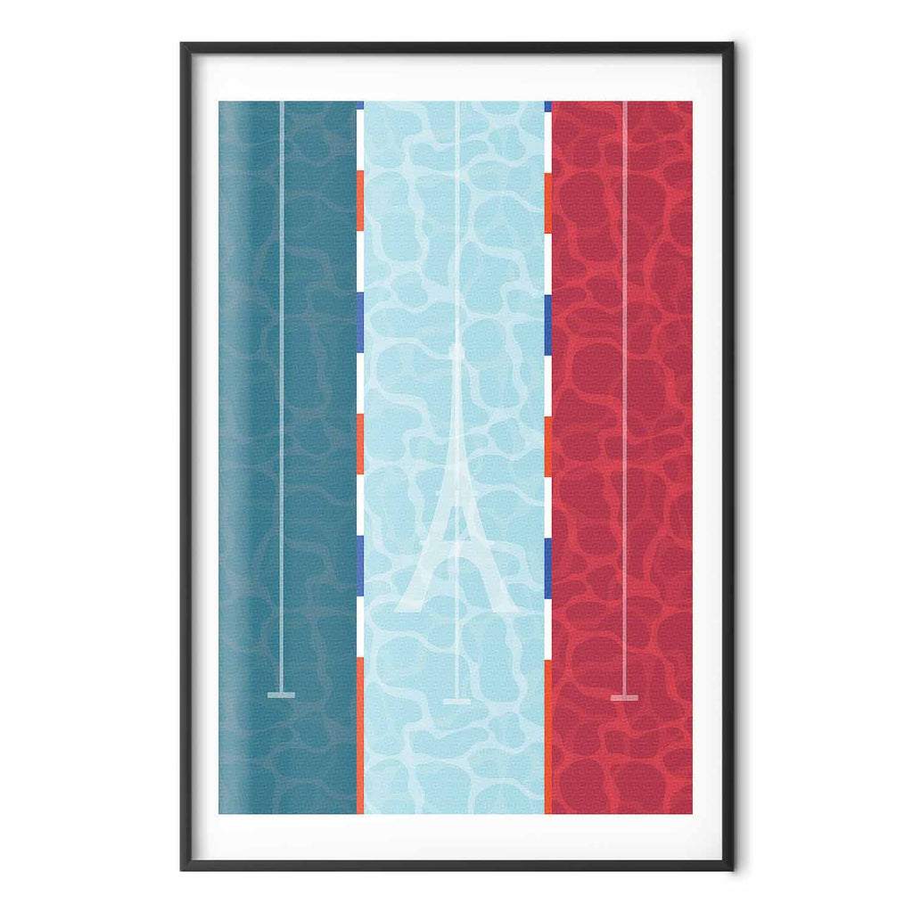 French Flag Pool Illustration Poster