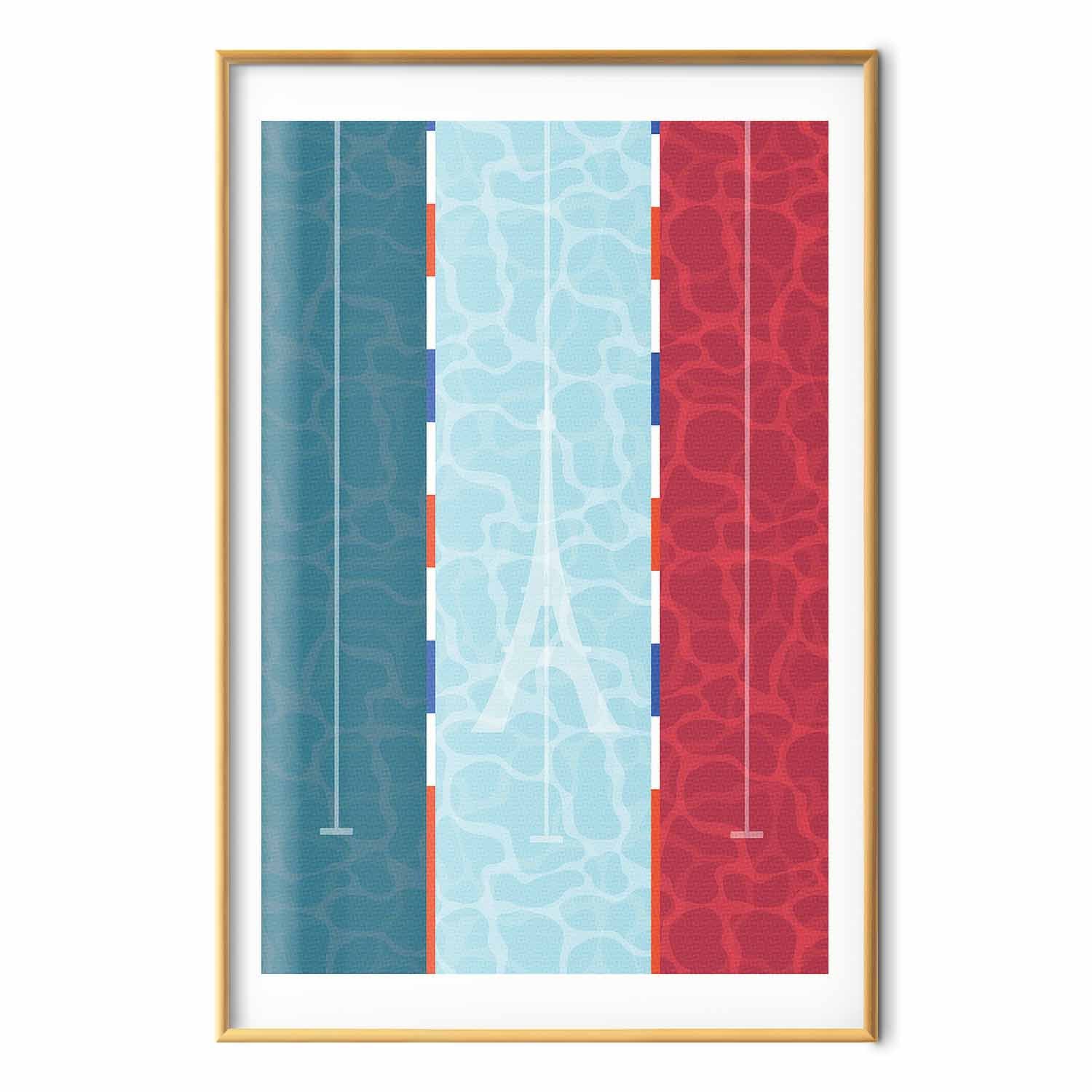 French Flag Pool Illustration Poster