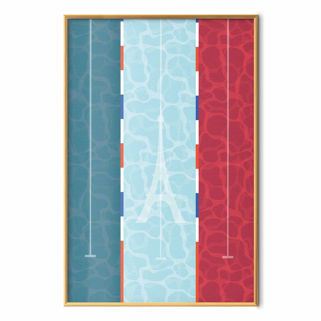 French Flag Pool Illustration Poster