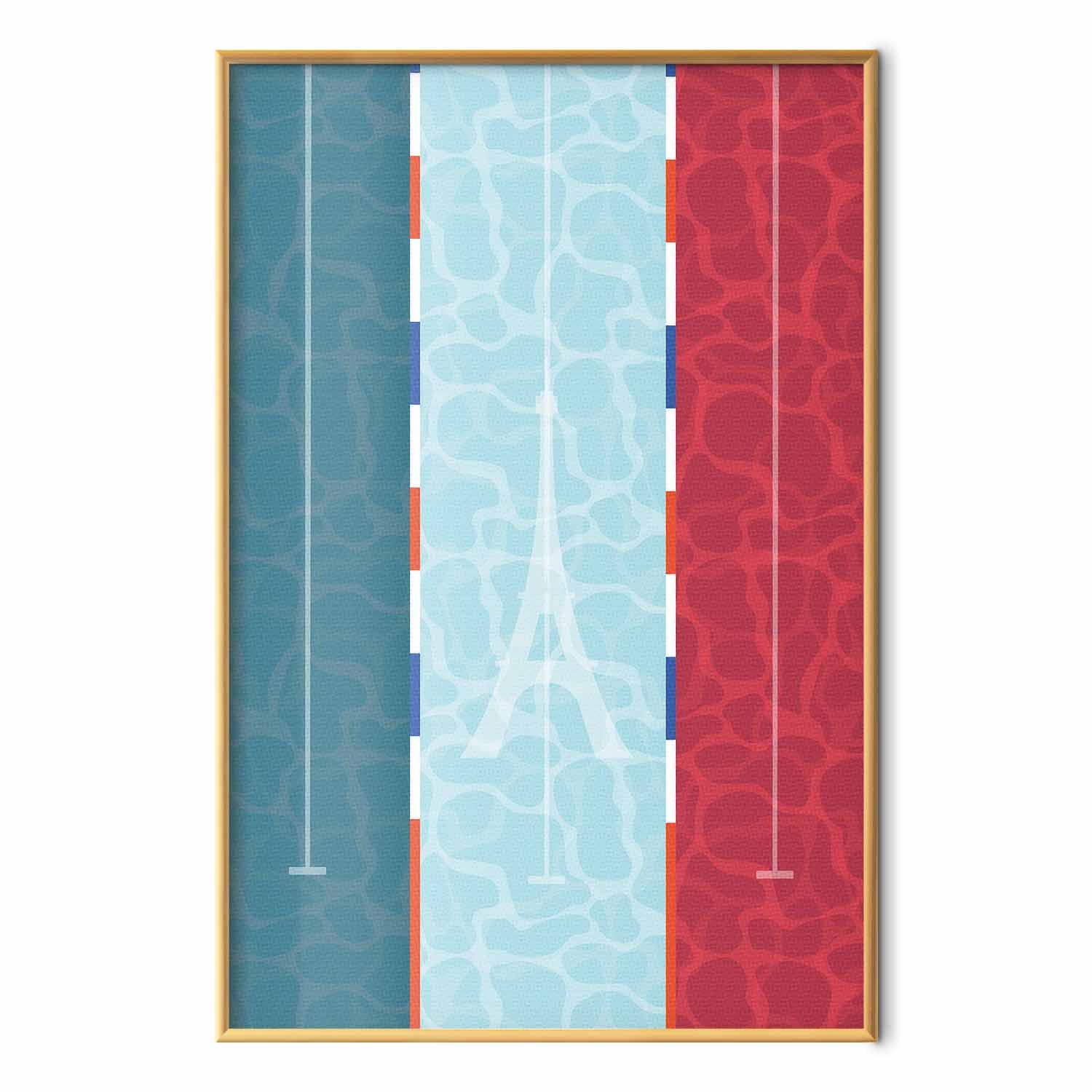French Flag Pool Illustration Poster