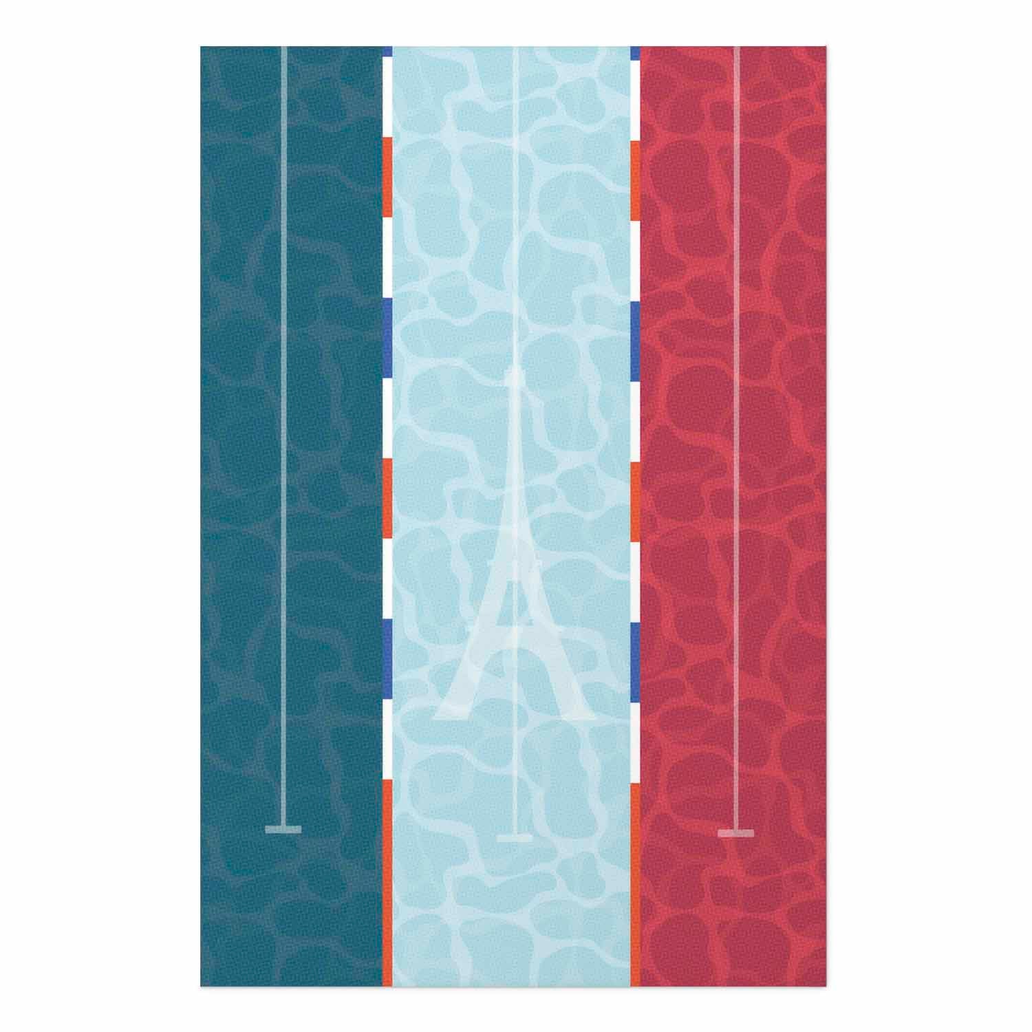 French Flag Pool Illustration Poster