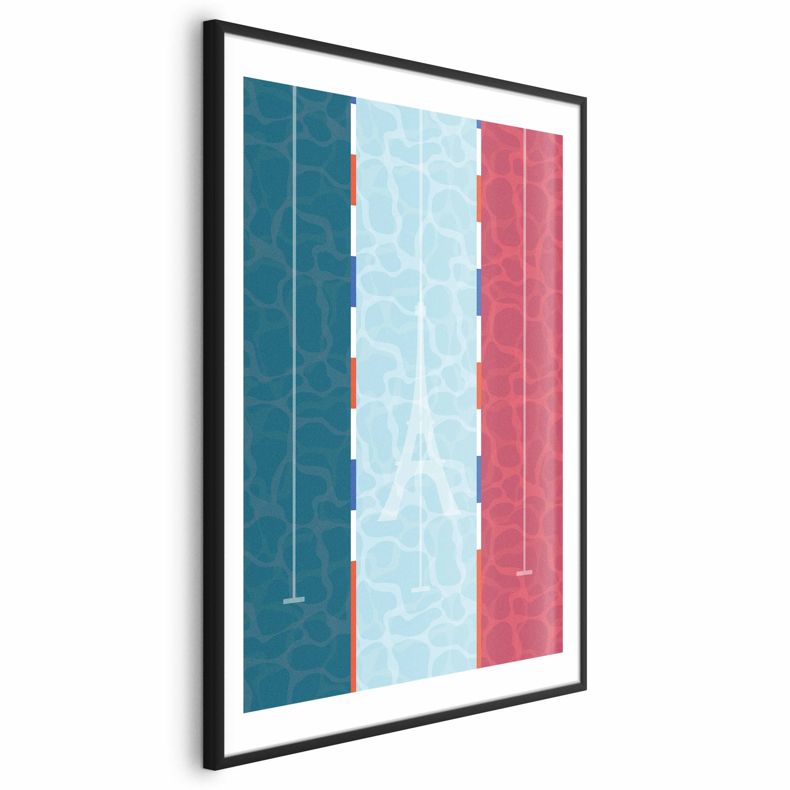 French Flag Pool Illustration Poster