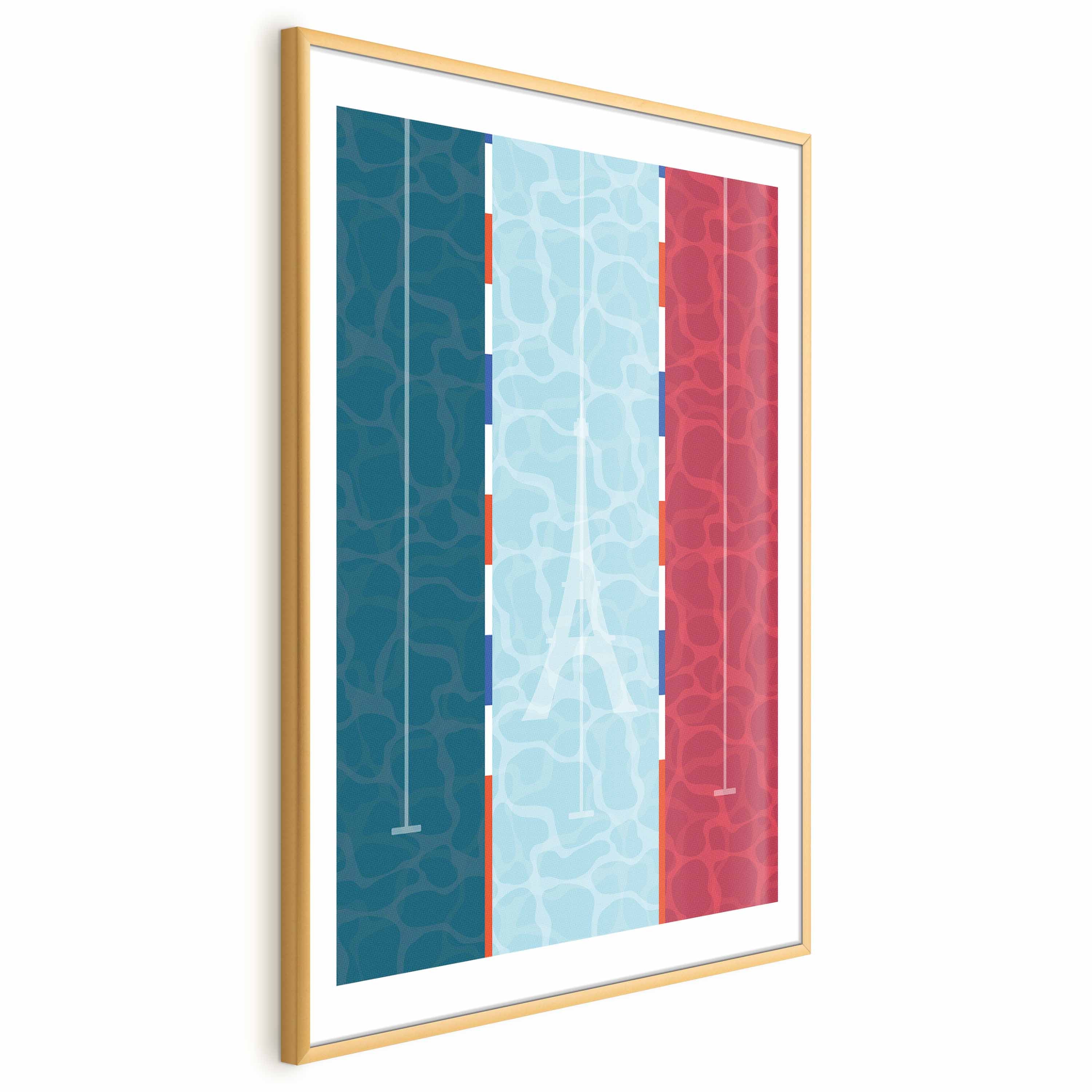 French Flag Pool Illustration Poster