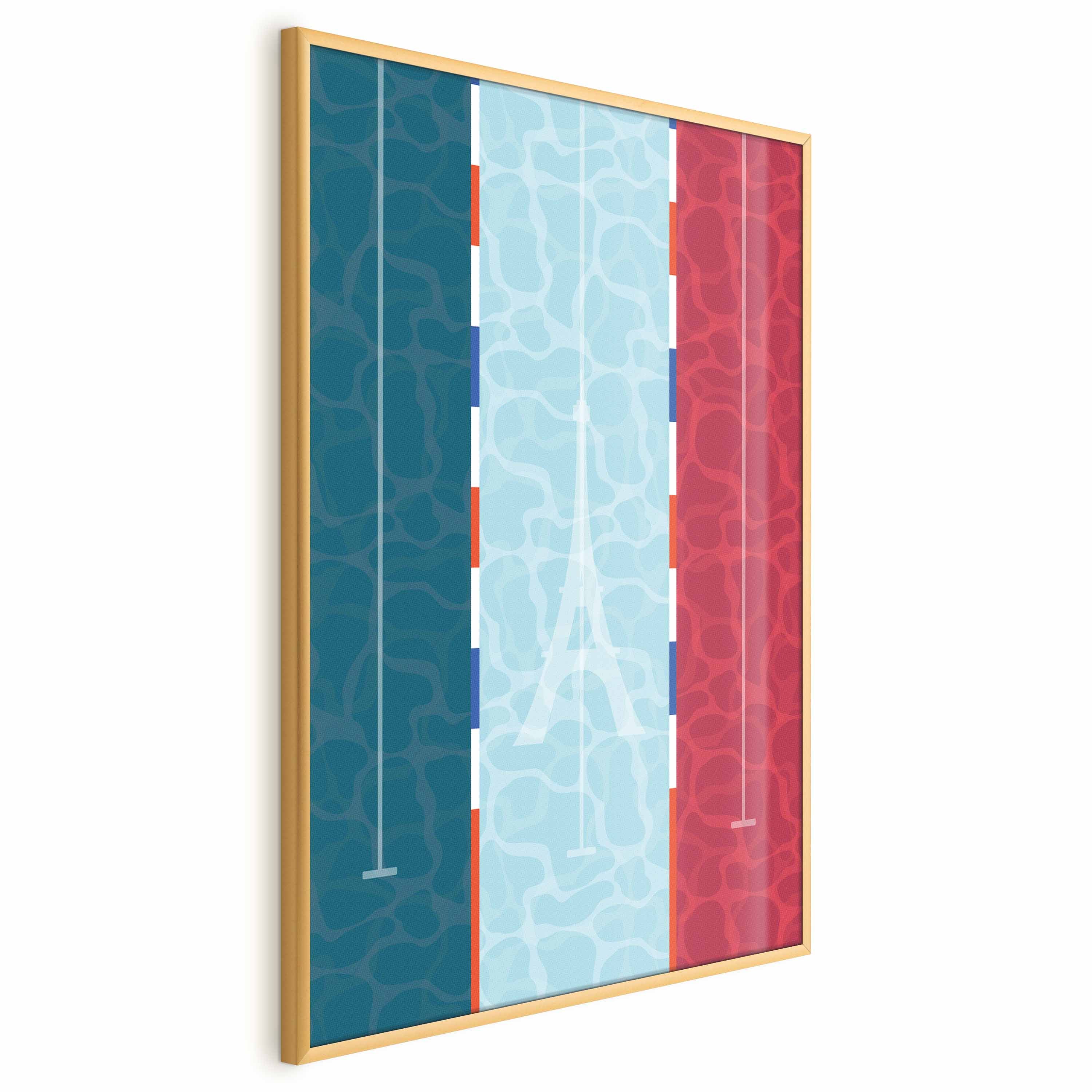 French Flag Pool Illustration Poster
