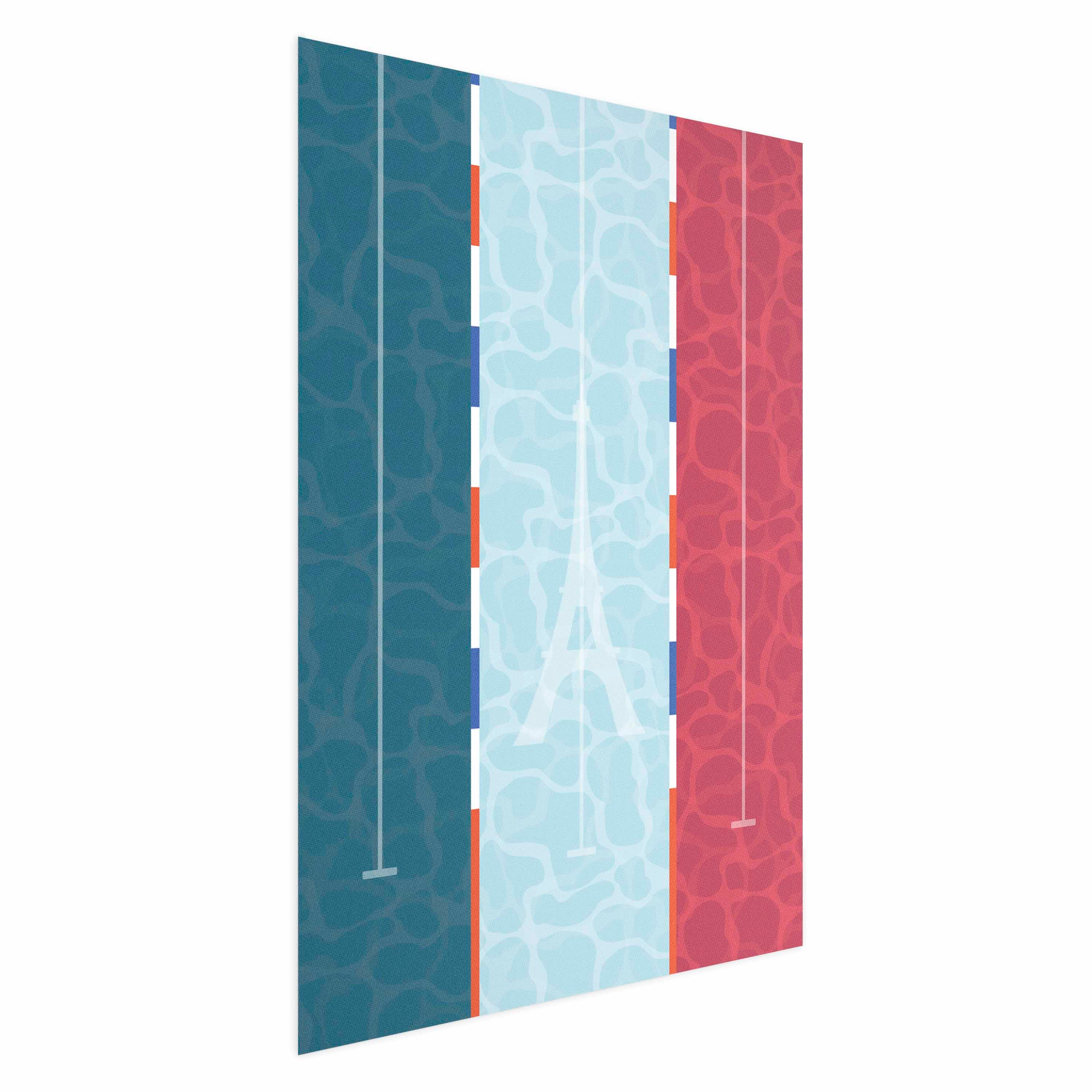 French Flag Pool Illustration Poster
