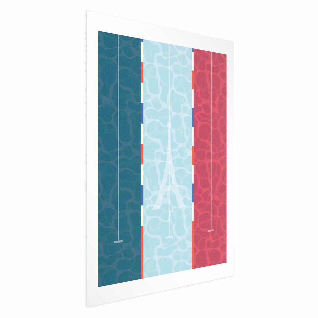 French Flag Pool Illustration Poster