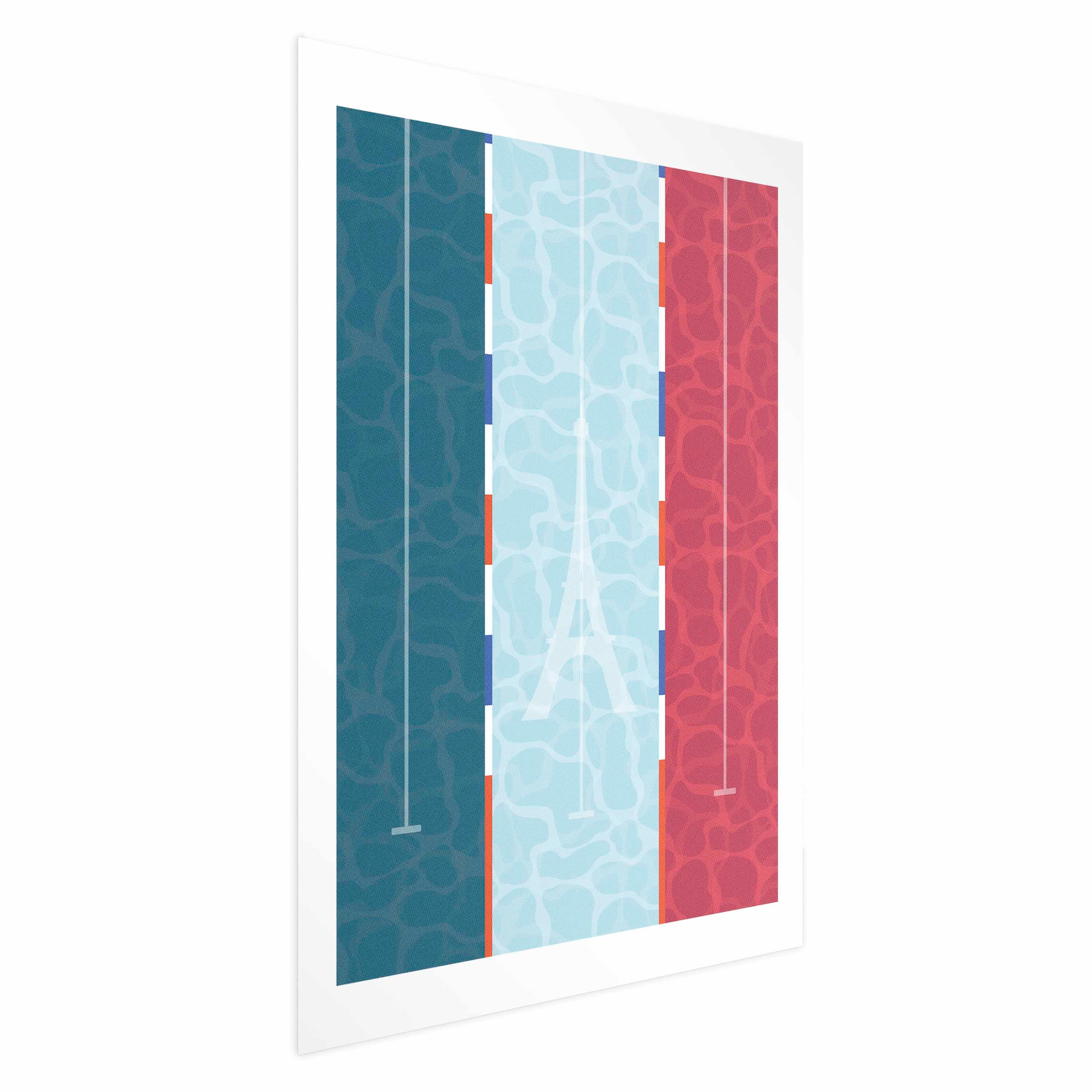 French Flag Pool Illustration Poster