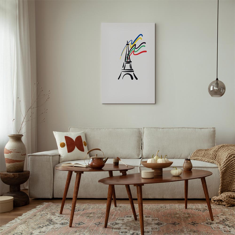 Canvas Print - Eiffel Tower and Colorful Ribbons