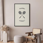 Black Badminton Rackets Abstract Canvas Print