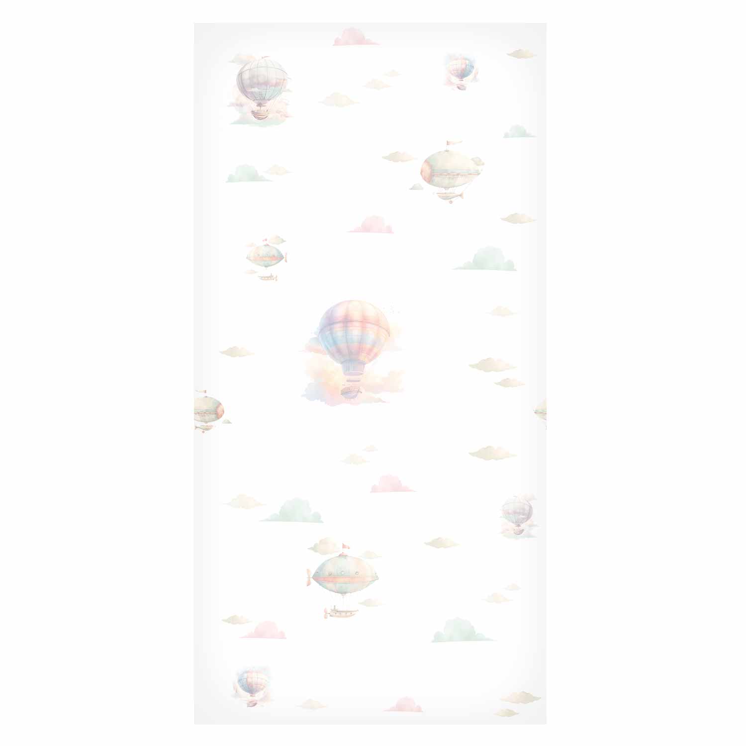 Watercolor Balloons and Airships Kids Wallpaper
