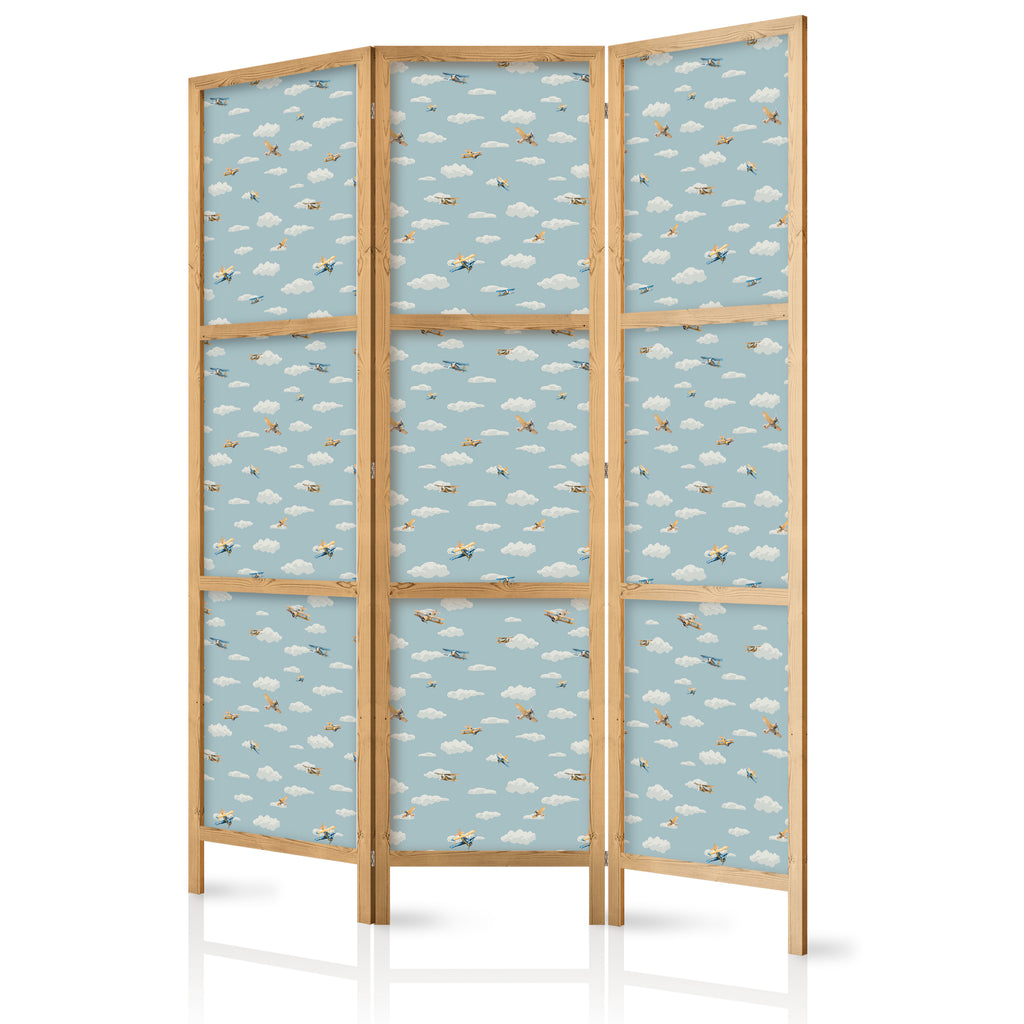 Japanese Room Divider Illustration - Yellow-Blue Airplanes