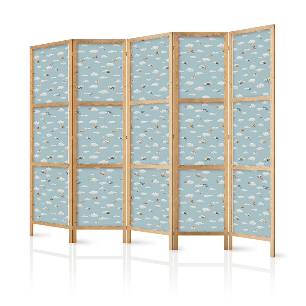 Japanese Room Divider - 5-Panel Airplane